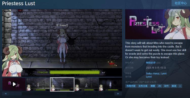 图片[2]-造梦少女游戏【ACT】Priestess Lust Ver1.02 Steam官方中文正式版 - 造梦少女游戏网-造梦少女游戏造梦少女游戏网